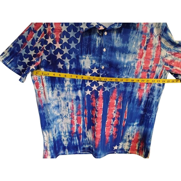 Patriotic Stars Four Button Shirt Size XLarge Short Sleeve Flag USA - Picture 5 of 9